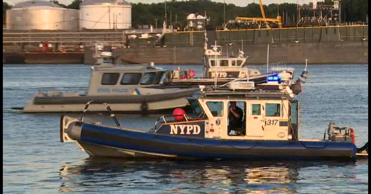 Boat Crashes Into Jetty In The Arthur Kill Channel In Woodbridge